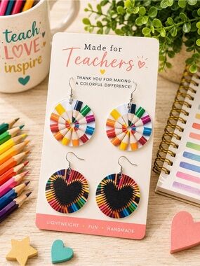 Made for Teachers Colorful Pencil Earrings - Rainbow 🌈